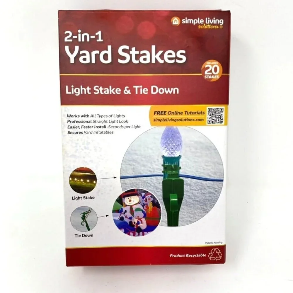 Simple Living Solutions 2-in1 Yard Stakes 20 Holiday Christmas Light Decor Tool